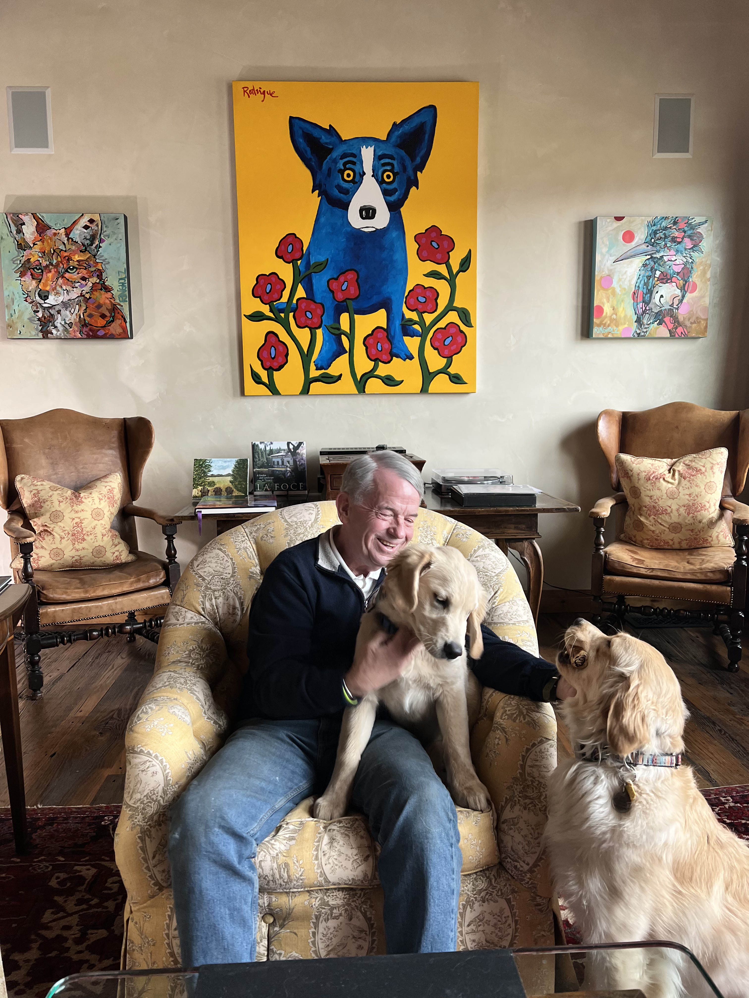 Glenn Sturm with his dogs Blitzen and Lulu